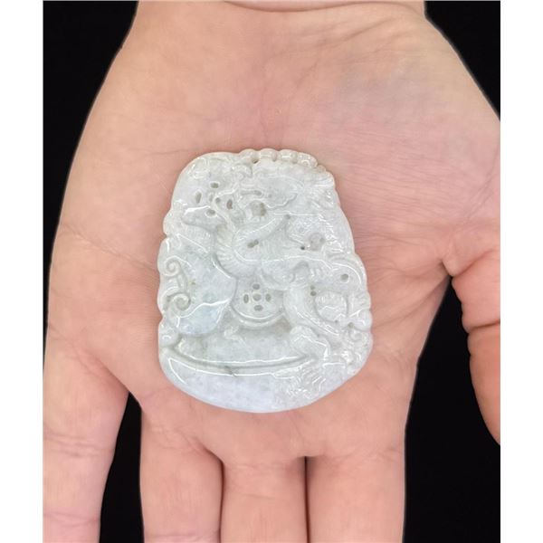 Chinese White Jade Dragon Pendant
