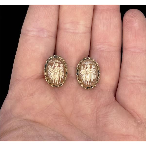 Van Dell Gold Filled Cameo Earrings