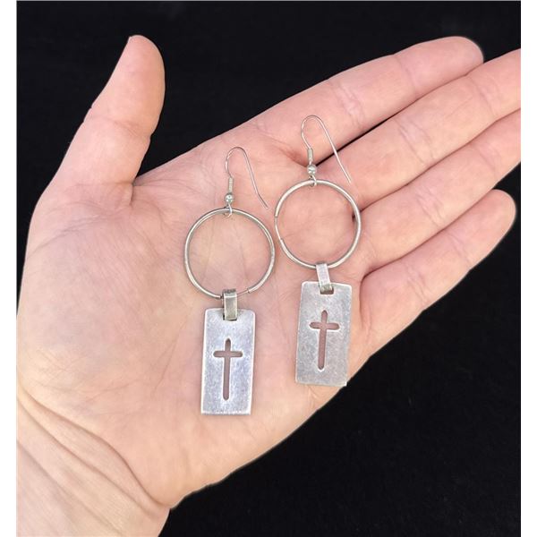 Sterling Silver Cross Earrings