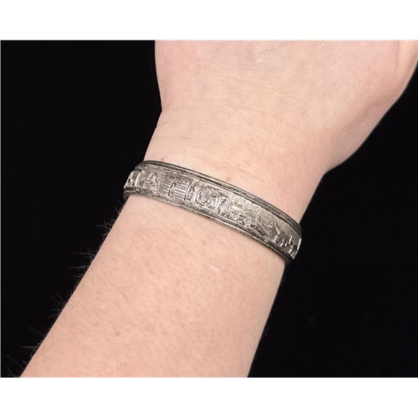 Navajo Sterling Silver Village Scene Bracelet