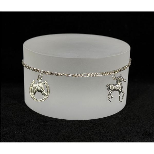 Sterling Silver Horse Charm Bracelet