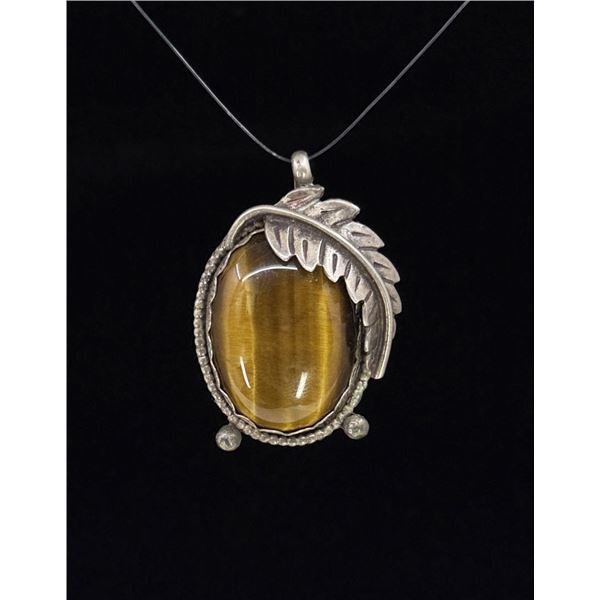 Navajo Sterling Silver Tigers Eye Pendant
