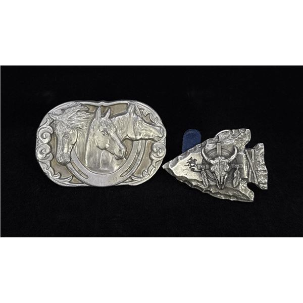Collection of Pewter Cowboy Belt Buckles