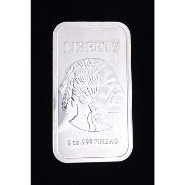 5oz Liberty Indian Head Silver Bar