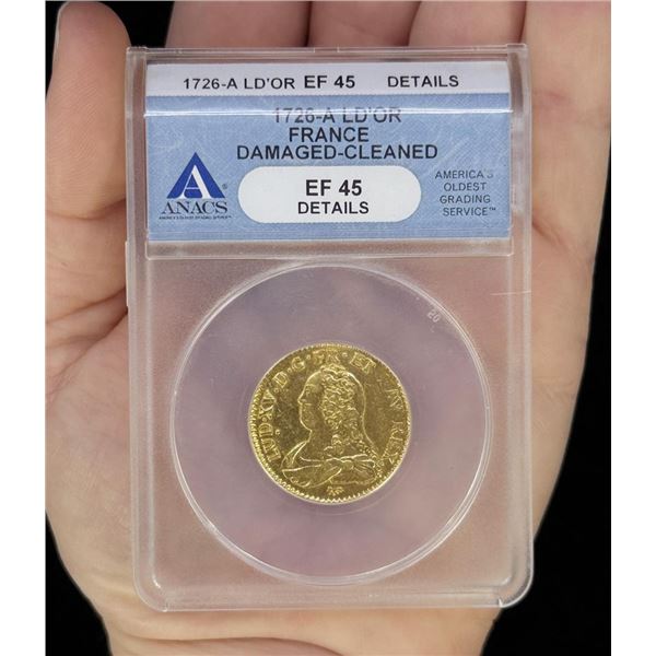 1726 A French Gold Louis d'Or Coin