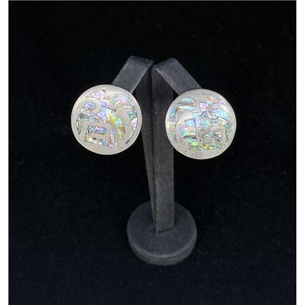 Taxco Mexico Sterling Silver Abalone Earrings