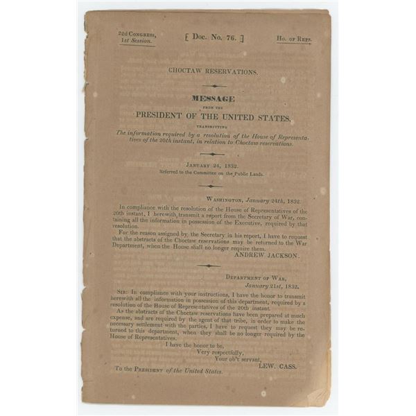 Choctaw Reservations Senate Hearing Documents