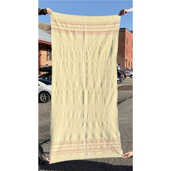 Antique Wool Pink Banded Fur Trade Blanket