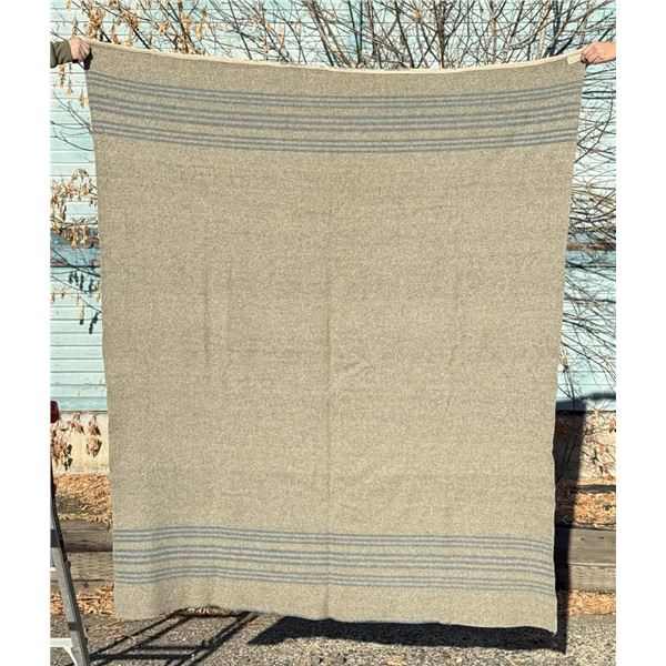 Antique Wool Blue Banded Fur Trade Blanket