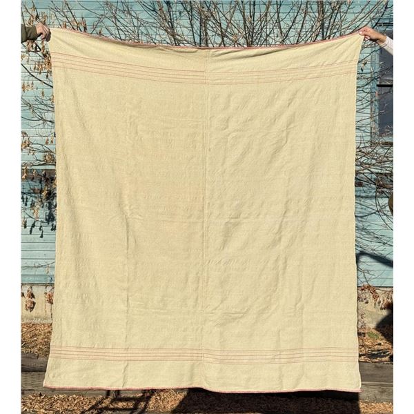 Antique Wool Pink Banded Fur Trade Blanket