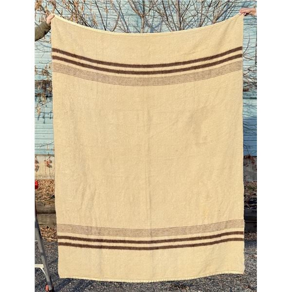 Antique Wool Brown Banded Fur Trade Blanket