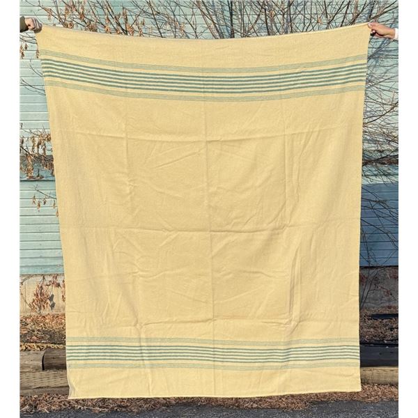 Antique Wool Blue Banded Fur Trade Blanket