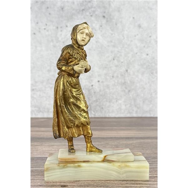 Affortunato Gory Bronze & Ivory Figure Of Woman