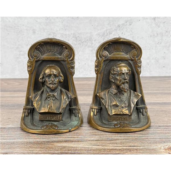 K&O Shakespeare Dickens Bronze Bookends