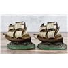 Image 1 : White Metal Mayflower Ship Bookends