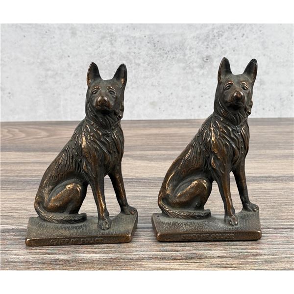 Cast Iron German Shepard Chief Of Police Bookends
