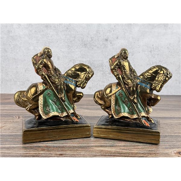 Paul Herzel Marion Bronze Knight Crusader Bookends