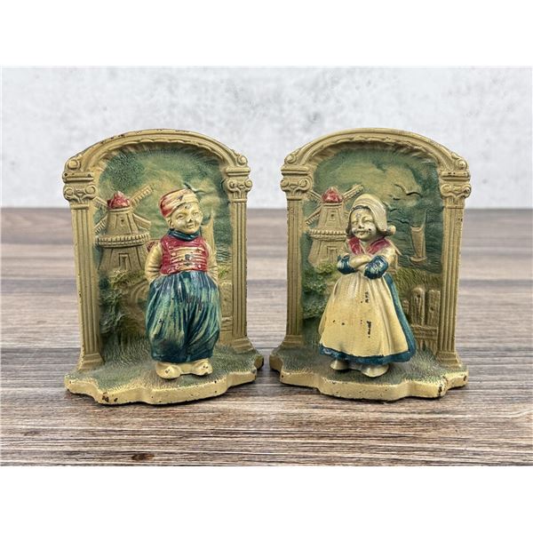 Hubley Cast Iron Ye Old Mill Dutch Kids Bookends