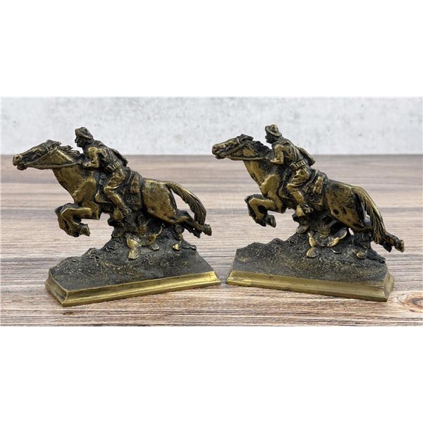 Brass Pony Express US Mail Rider Bookends