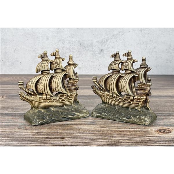 Cast Iron Spanish Galleon Pirate Ship Bookends