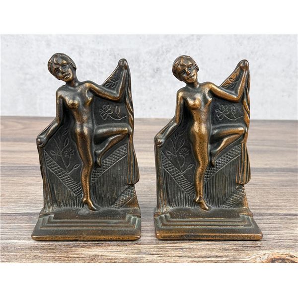 Verona Cast Iron Art Deco Nude Bookends
