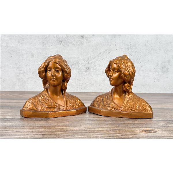 Art Nouveau Female Bust Bookends