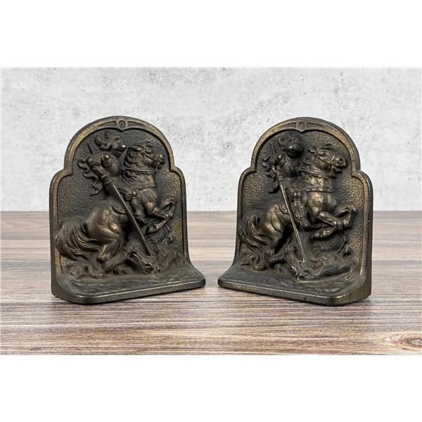Hubley 312 St George Slaying the Dragon Bookends