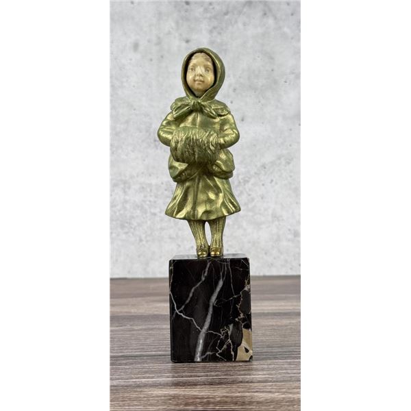 Georges Omerth Girl with Muff French Gilt Bronze