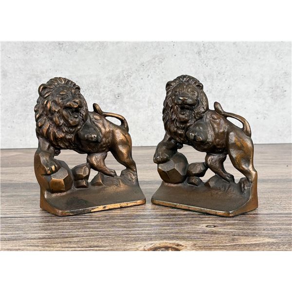 Roaring Lion Cast Iron Bookends