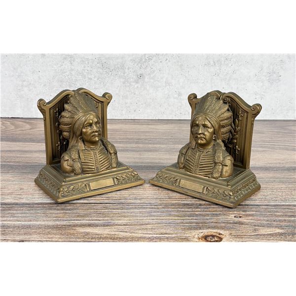 Exceptional Art Nouveau Indian Chief Bookends