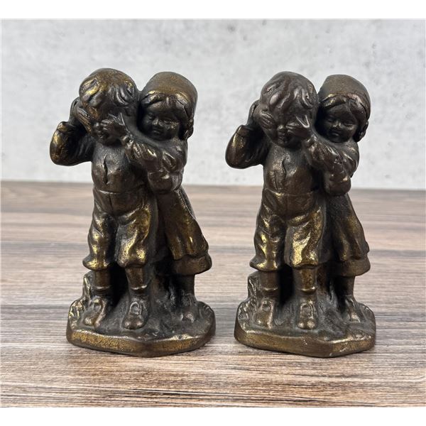 Cast Iron Peek A Boo Dutch Children Bookends