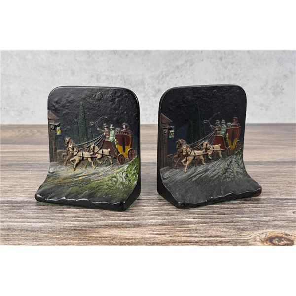 Hubley Cast Iron Coach & Horses Bookends 157