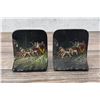 Image 2 : Hubley Cast Iron Coach & Horses Bookends 157