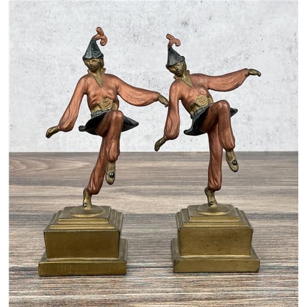 Armor Bronze Dancing Jesters Bookends