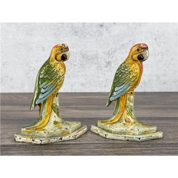 John Wright Cast Iron Parrot Bookends