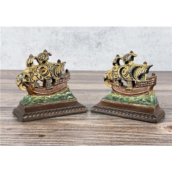 Hubley Cast Iron Spanish Galleon Ship Bookends