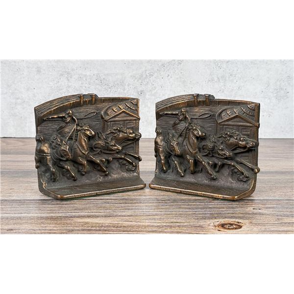 Hubley Cast Iron Chariot Races Bookends 695