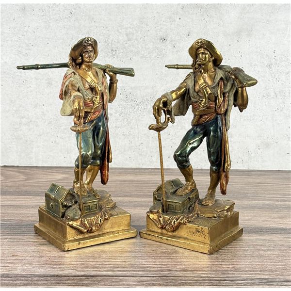 Pompeian Bronze Pirate Buccaneer Bookends