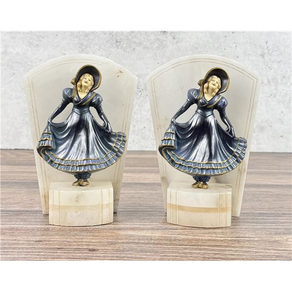 Art Deco JB Hirsch The Curtsy Bookends
