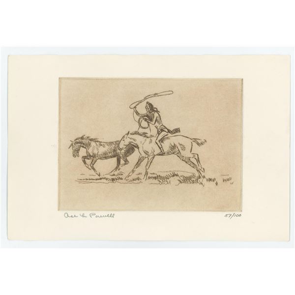Ace Powell Engraving Indian Roping