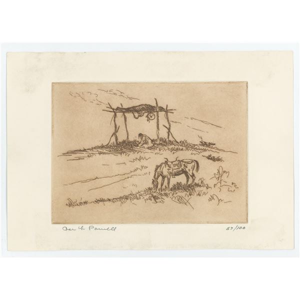 Ace Powell Engraving Indian Burial