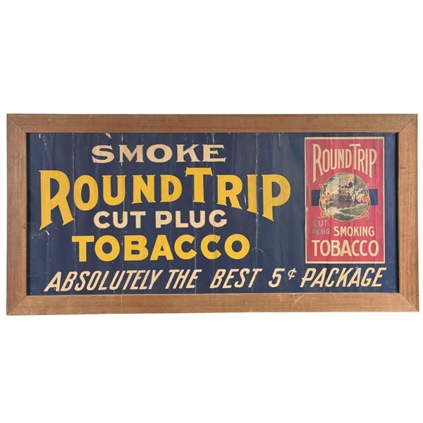 Round Trip Cut Plug Tobacco Sign