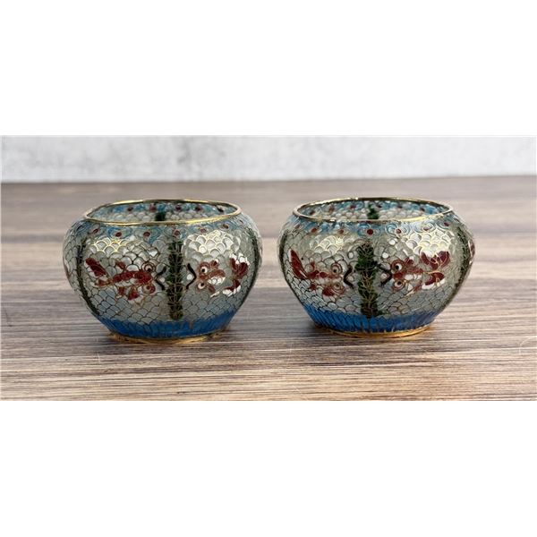 Antique Chinese Plique-a-jour Koi Fish Bowls