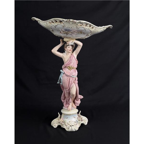 Antique German Porcelain Pedestal Bowl