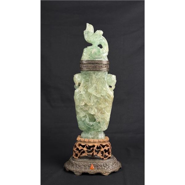 Antique Chinese Green Fluorite Urn