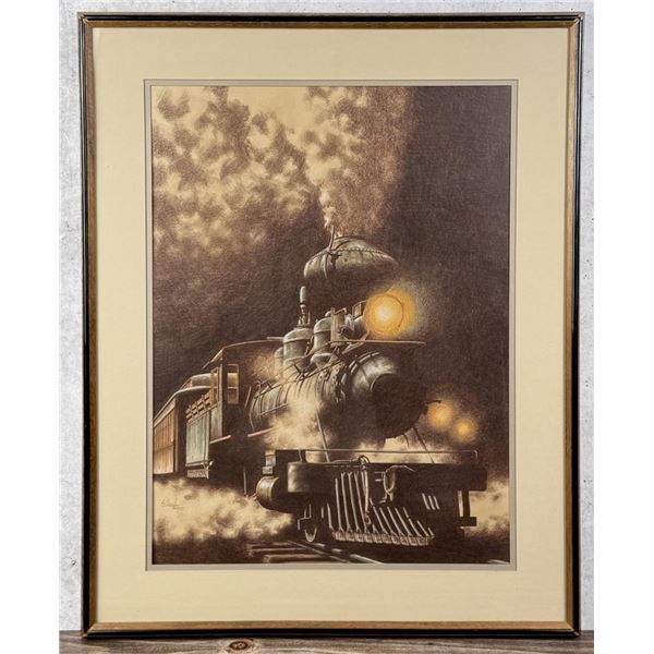 Stanley Hughes Night Steam Watercolor Painting