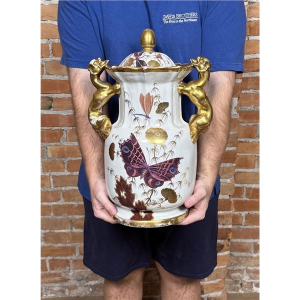 Masons Ironstone Butterfly Lidded Jar Urn