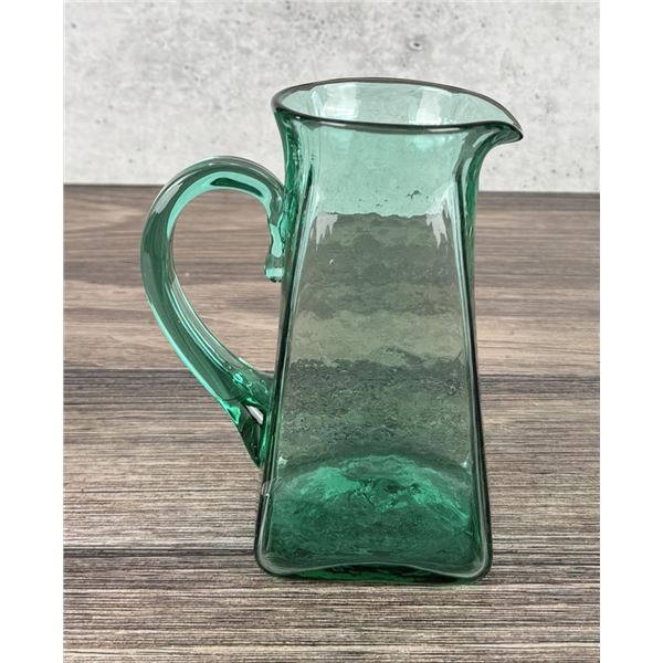 Blenko Art Glass Sea Green Square Pitcher