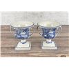Image 3 : Pair of Booths British Scenery Footed Urns