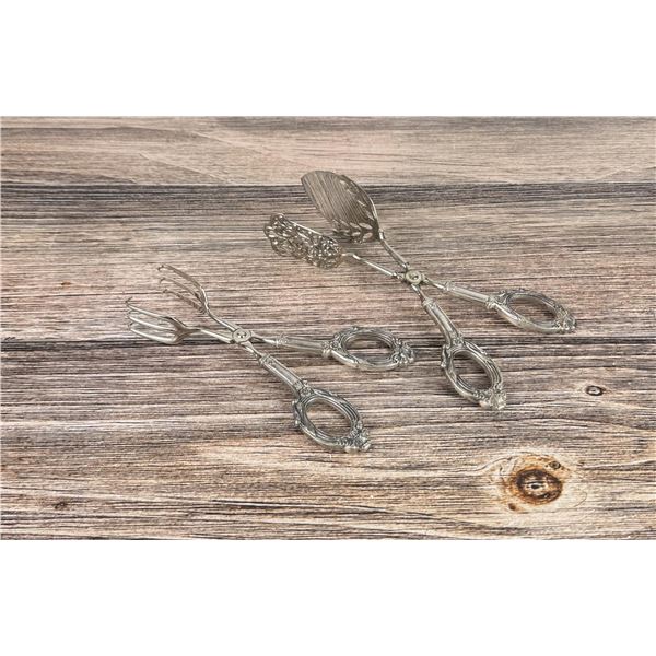 Pair of Sterling Silver Weighted Handle Tongs